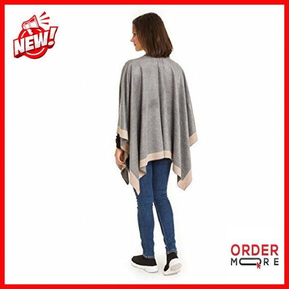 Women's Shawl Wrap Poncho Ruana Cape Cardigan Sweater Open Front Travel - Picture 6 of 8